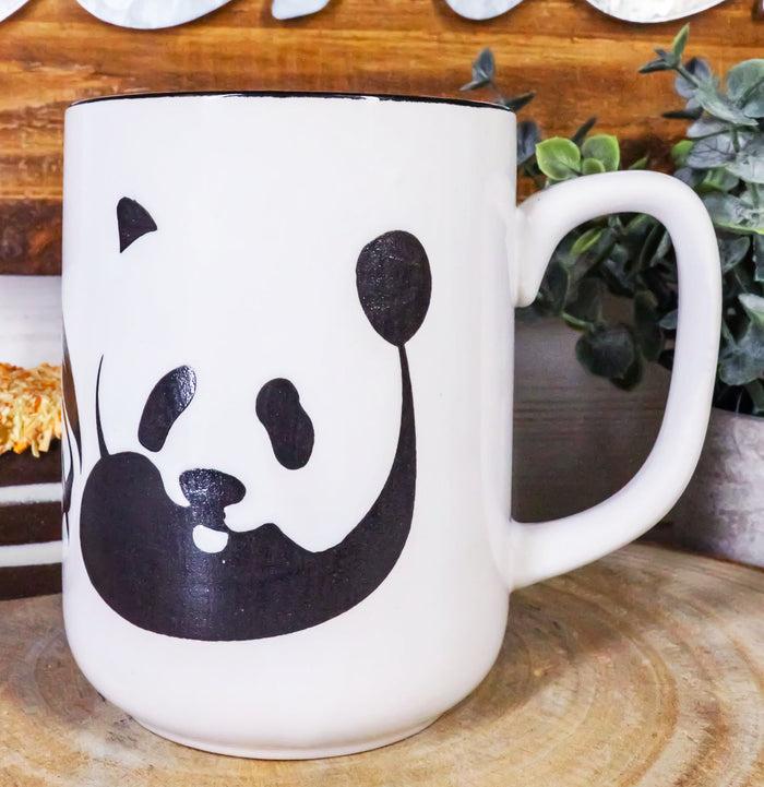 ebros gift Set of 2 Giant Panda Bear Abstract Silhouette Art Ceramic Coffee Tea Mug Cup