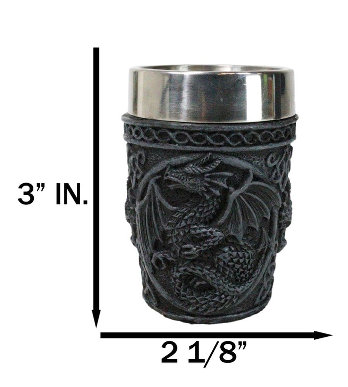Ebros Gift Set Of 2 Gothic Fantasy Moon Voyage Of The Dragon Celtic Knotwork Shot Glasses