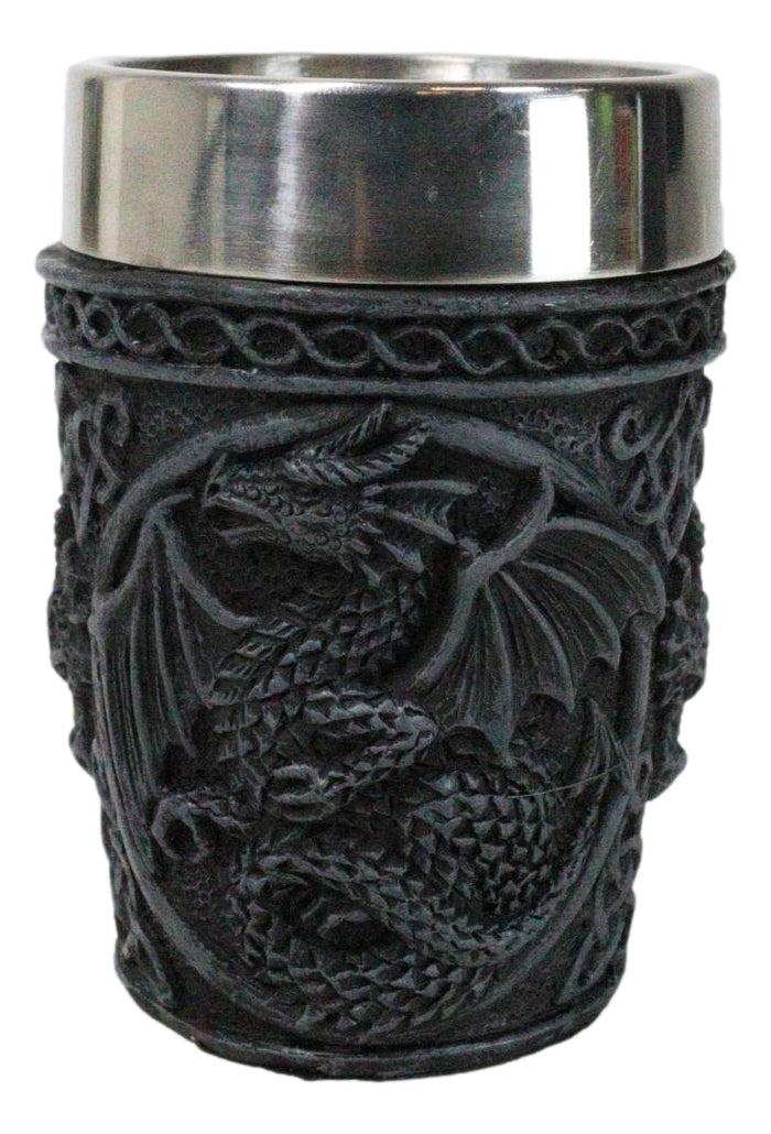 Ebros Gift Set Of 2 Gothic Fantasy Moon Voyage Of The Dragon Celtic Knotwork Shot Glasses
