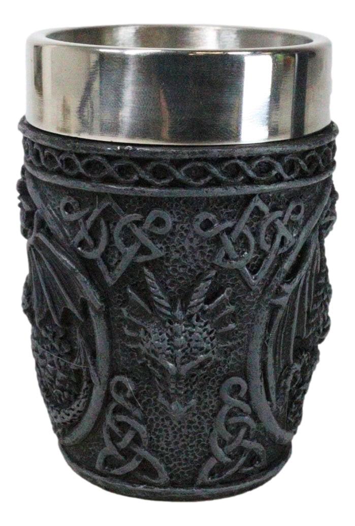 Ebros Gift Set Of 2 Gothic Fantasy Moon Voyage Of The Dragon Celtic Knotwork Shot Glasses