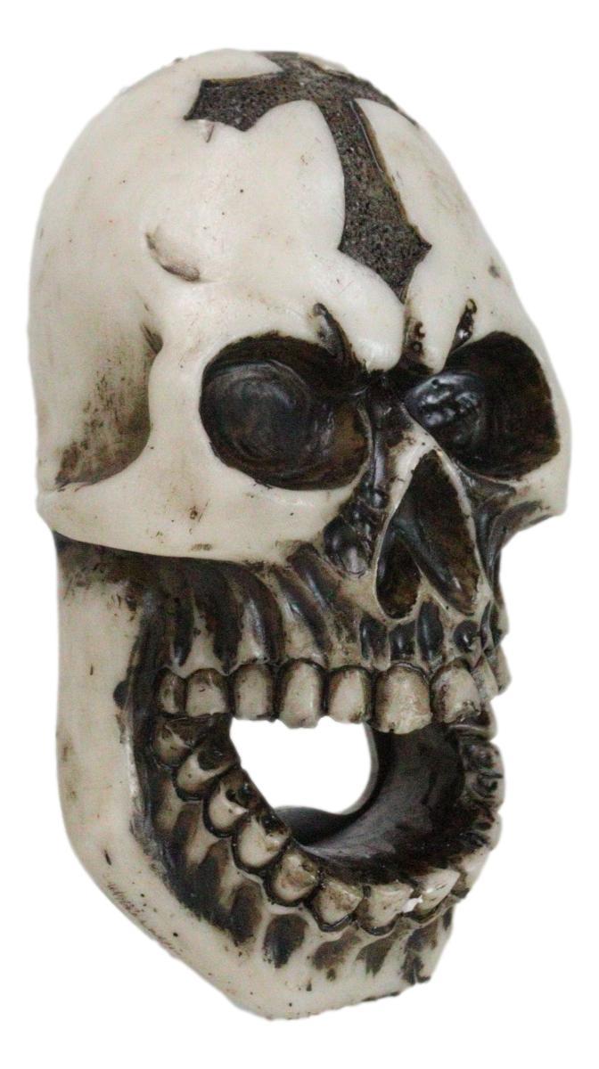 Ebros Gift Set Of 2 Gothic Graveyard Evil Grinning Skull With Goth Cross Hand Bottle Opener