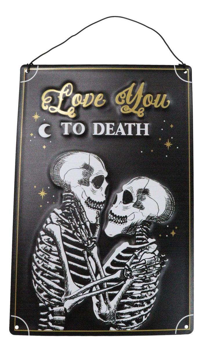 ebros gift Set Of 2 Love Never Dies Gothic Wedding Love You To Death Metal Wall Signs Decor
