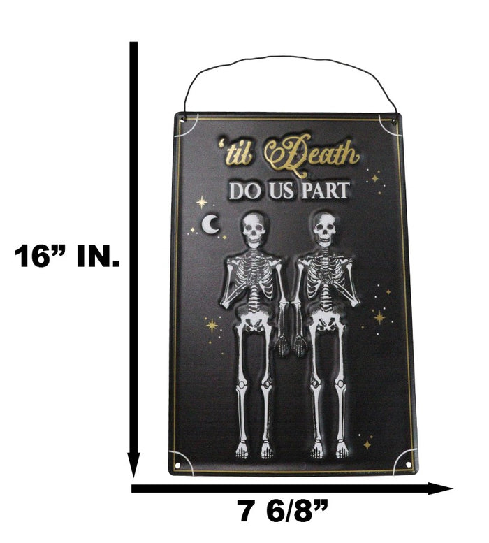 Ebros Gift Set Of 2 Love Never Dies Gothic Wedding Til Death Do Us Part Metal Wall Signs