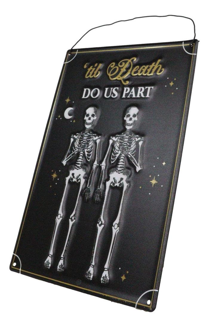 Ebros Gift Set Of 2 Love Never Dies Gothic Wedding Til Death Do Us Part Metal Wall Signs