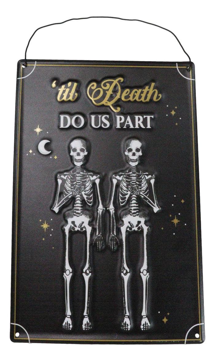 ebros gift Set Of 2 Love Never Dies Gothic Wedding Til Death Do Us Part Metal Wall Signs