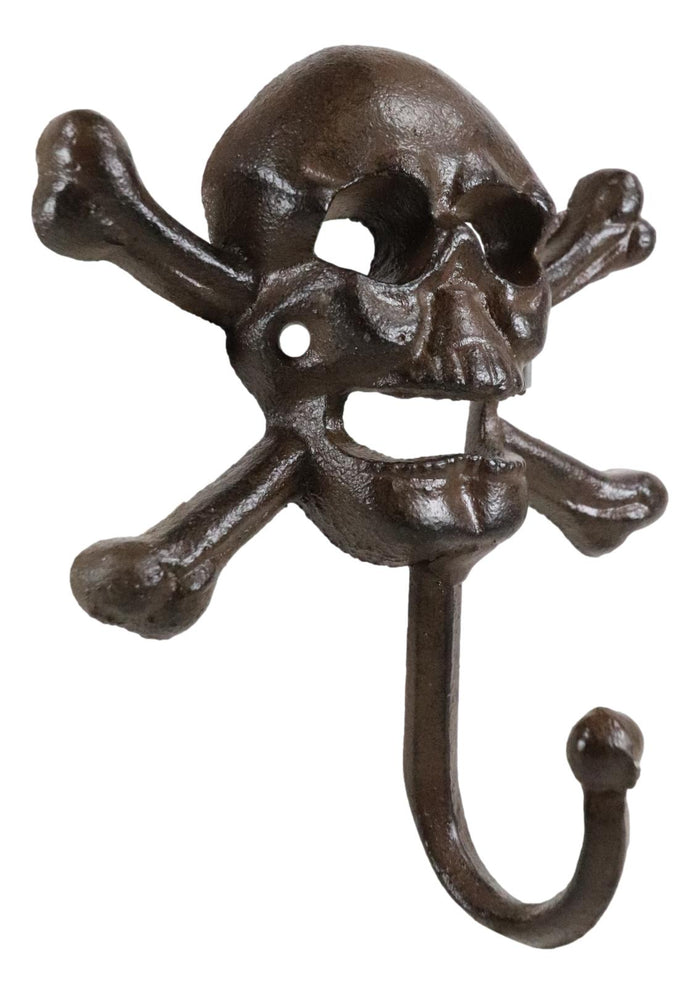 Ebros Gift Set Of 2 Macabre Halloween Pirate Ghastly Skull Skeleton Crossed Bones Wall Hook