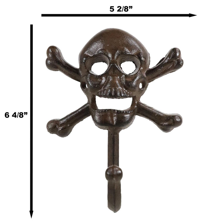 Ebros Gift Set Of 2 Macabre Halloween Pirate Ghastly Skull Skeleton Crossed Bones Wall Hook
