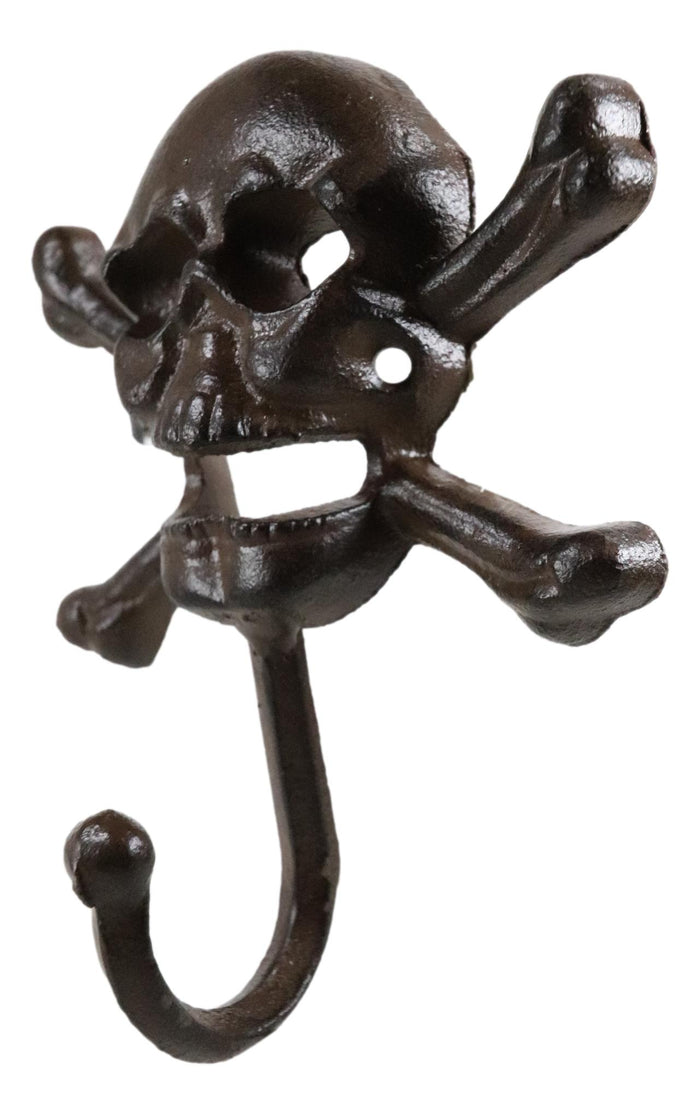 Ebros Gift Set Of 2 Macabre Halloween Pirate Ghastly Skull Skeleton Crossed Bones Wall Hook