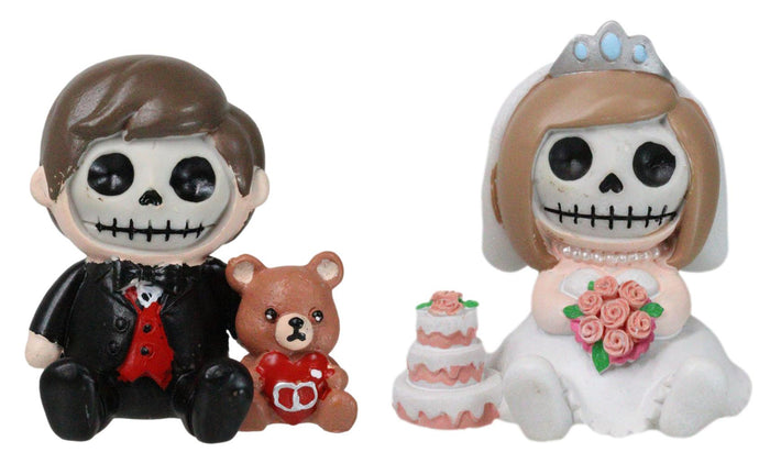 ebros gift Set Of 2 Mr And Mrs Furrybones Bride Groom Wedding Skeleton Furrybones Figurines