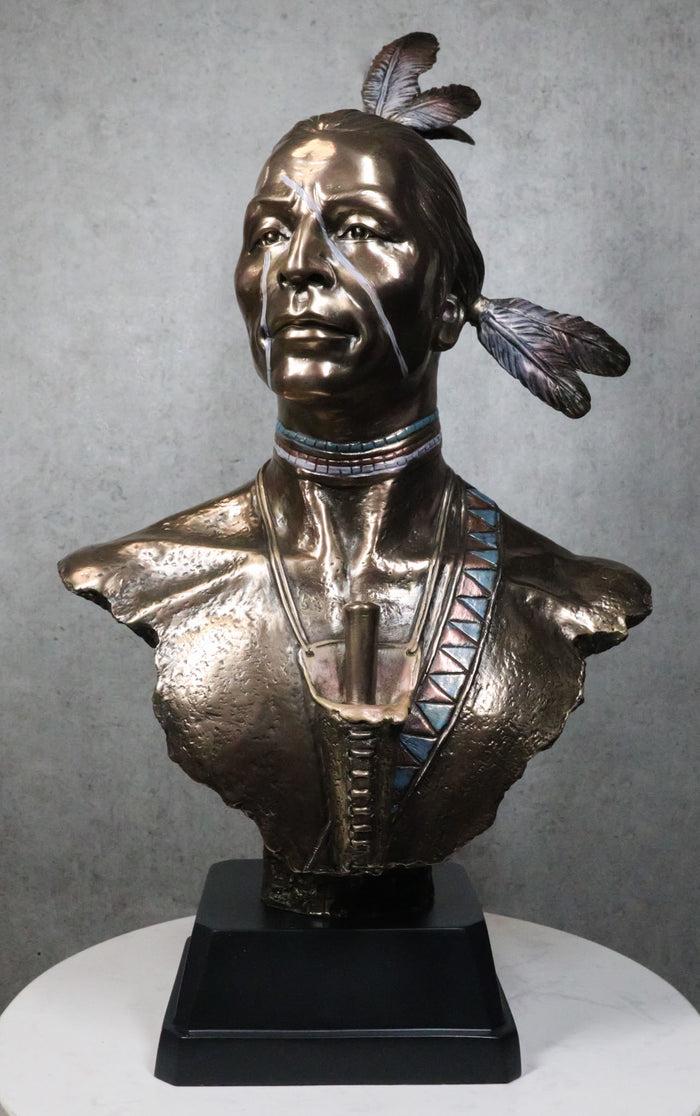 Ebros Gift Set Of 2 Native American Indian Chief And Princess With Eagle Feathers Statues