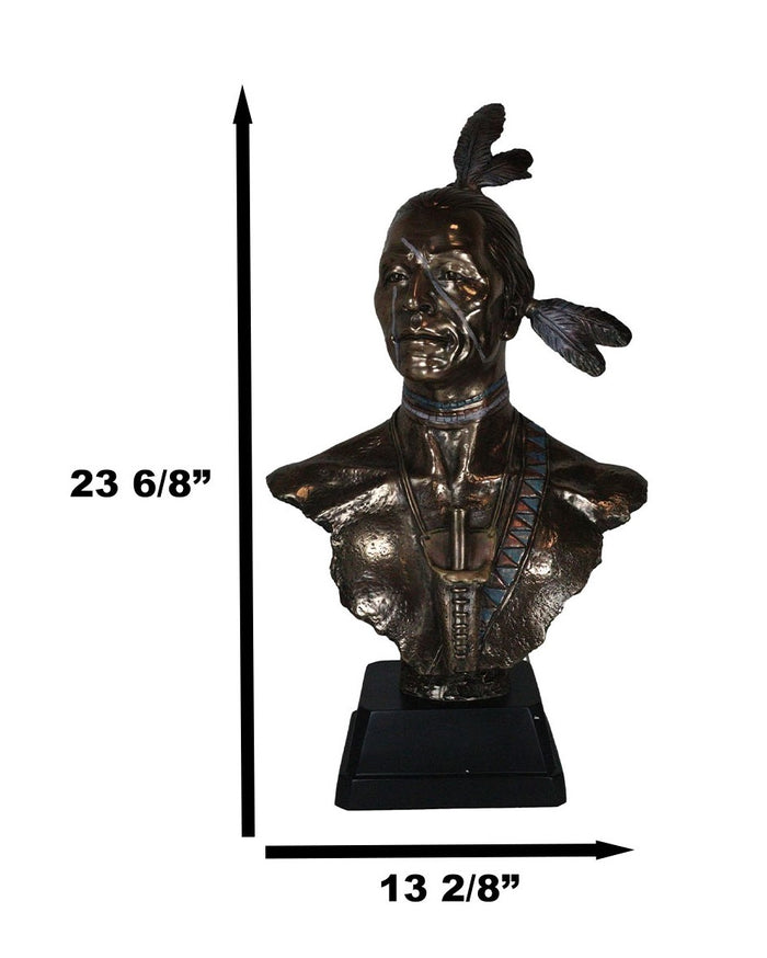 Ebros Gift Set Of 2 Native American Indian Chief And Princess With Eagle Feathers Statues