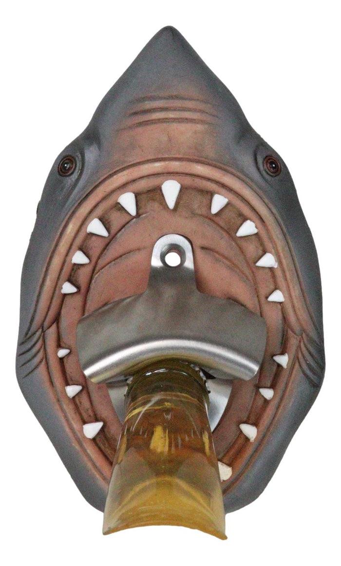 ebros gift Set Of 2 Nautical Sea Great White Shark Jaws Wall Soda Beer Bottle Cap Openers