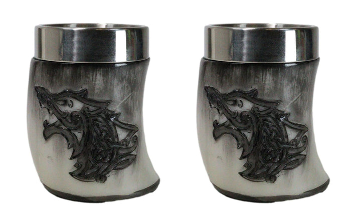ebros gift Set Of 2 Norse Mythology Viking Wolf Fenrir Enemy Of The Gods Shot Glasses