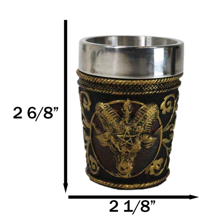 Ebros Gift Set Of 2 Occultic Pagan Pentagram Sigil Of Baphomet Sabbatic Goat Shot Glasses