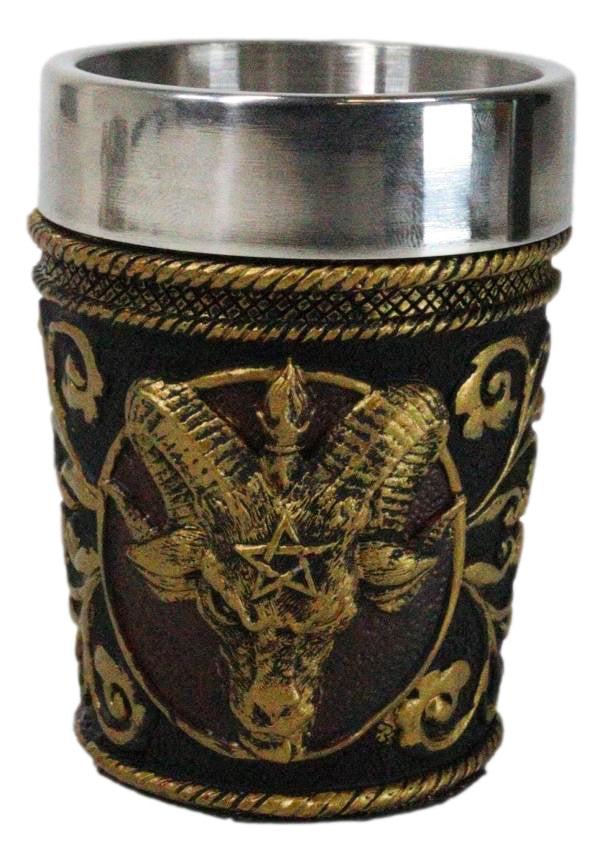 Ebros Gift Set Of 2 Occultic Pagan Pentagram Sigil Of Baphomet Sabbatic Goat Shot Glasses