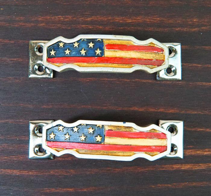 ebros gift Set Of 2 Patriotic Western US American Flag Drawer Cabinet Door Bar Pull Knobs