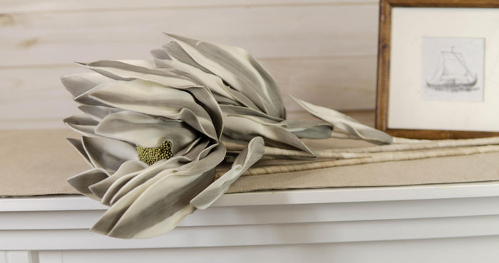 Ebros Gift Set Of 2 Realistic Artificial Botanica Long White Grey Flower Floral Stems