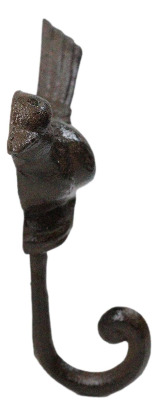 Ebros Gift Set Of 2 Rustic Cast Iron Morning Song Bird On Branch Wall Coat Towel Hook Decor