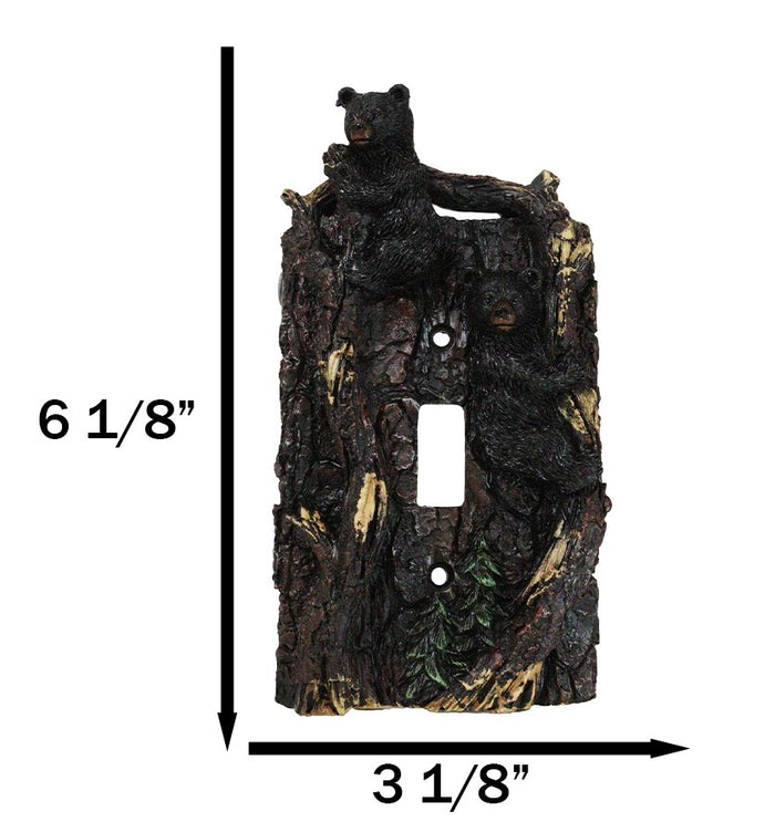 Ebros Gift Set Of 2 Rustic Forest Black Bears Climbing Tree Single Toggle Switch Covers