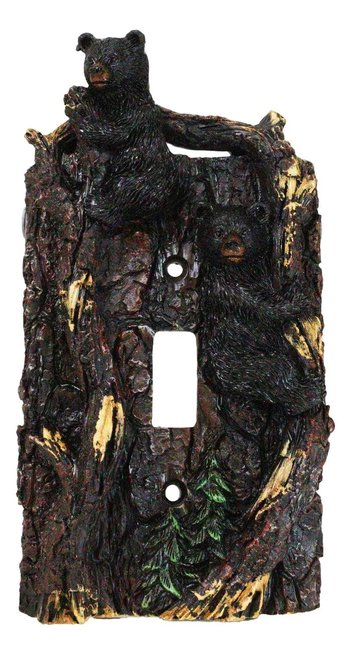 ebros gift Set of 2 Rustic Forest Black Bears Climbing Tree Single Toggle Switch Covers