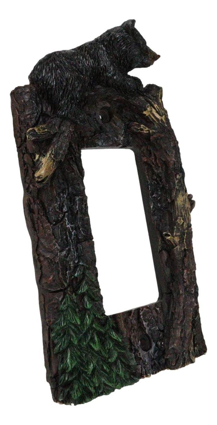 Ebros Gift Set Of 2 Rustic Forest Black Bears Climbing Tree Wall Single Rocker Cover