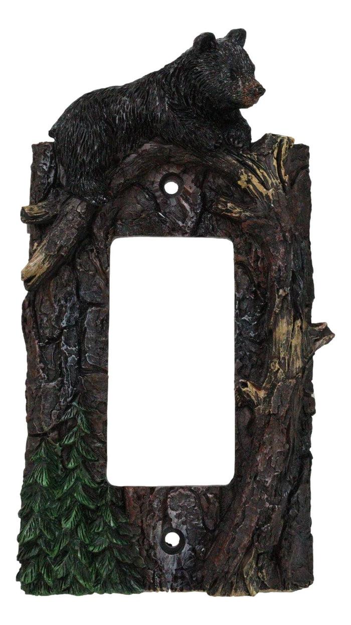 ebros gift Set of 2 Rustic Forest Black Bears Climbing Tree Wall Single Rocker Cover
