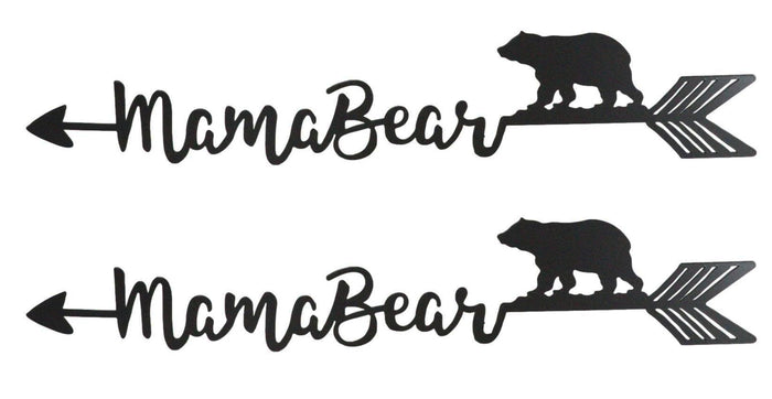 ebros gift Set Of 2 Rustic Forest Mama Bear With Arrow Silhouette Word Art Wall Sign 15"L