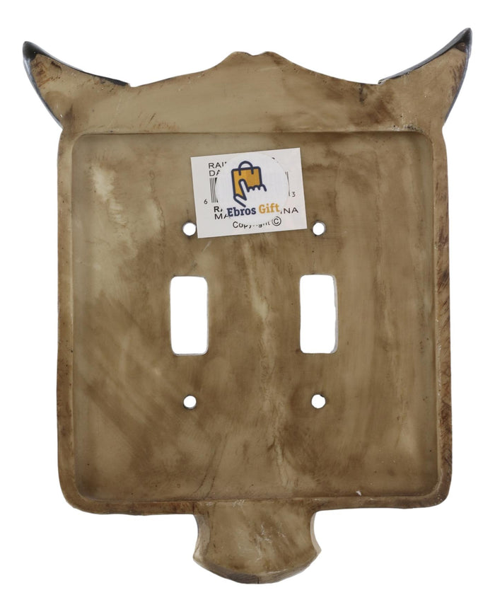 Ebros Gift Set Of 2 Rustic Western Bull Bison Cow Skull Double Toggle Switch Wall Plates