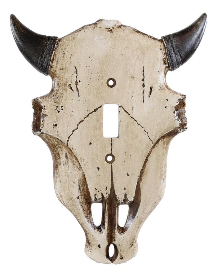 Ebros Gift Set Of 2 Rustic Western Bull Bison Cow Skull Single Toggle Switch Wall Plates