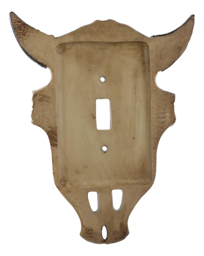 Ebros Gift Set Of 2 Rustic Western Bull Bison Cow Skull Single Toggle Switch Wall Plates