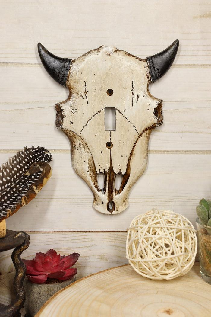 Ebros Gift Set Of 2 Rustic Western Bull Bison Cow Skull Single Toggle Switch Wall Plates