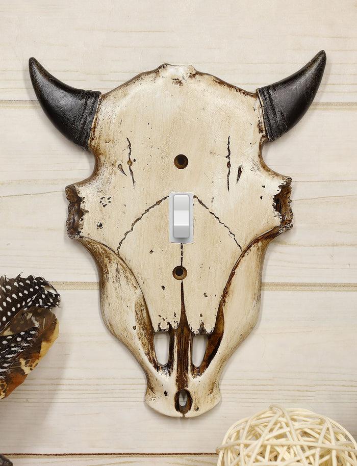 ebros gift Set of 2 Rustic Western Bull Bison Cow Skull Single Toggle Switch Wall Plates
