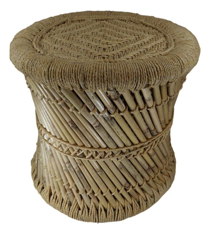 Ebros Gift Set Of 2 Rustic Western Hand Woven Bamboo Fibers And Natural Ropes Side Tables