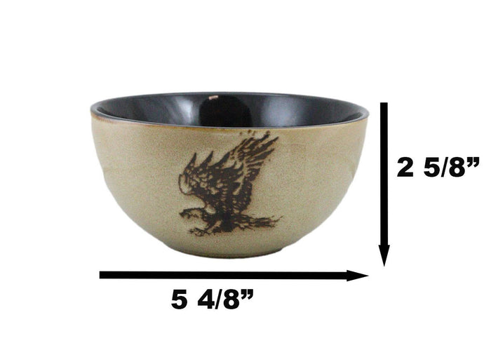 Ebros Gift Set Of 2 Rustic Western Patriotic Bald Eagle Ceramic Pasta Salad Soup Bowls 21oz