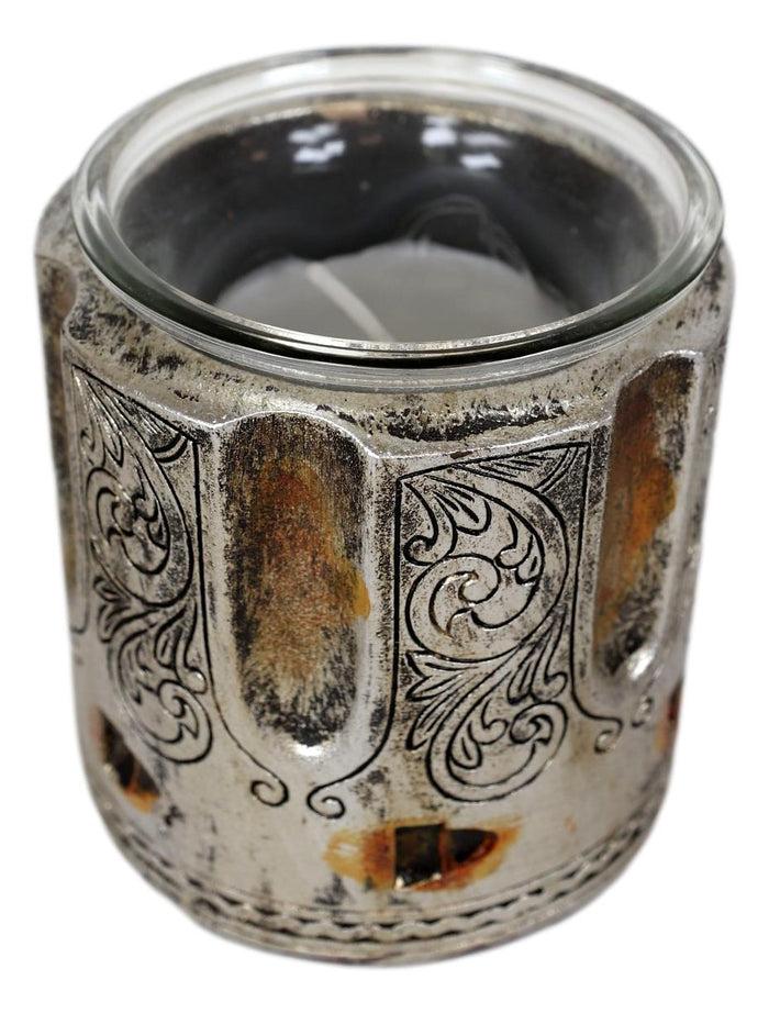 Ebros Gift Set Of 2 Rustic Western Pistol Bullet Barrel Votive Tea Light Candle Holders