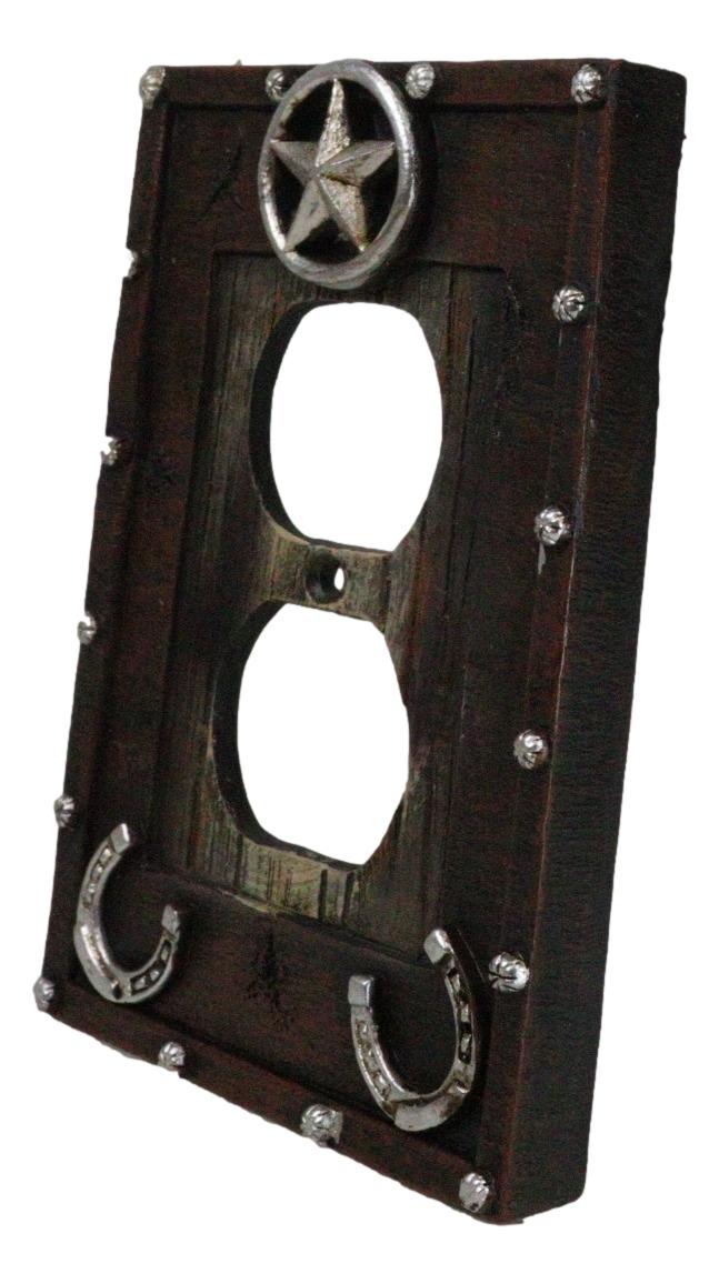 Ebros Gift Set Of 2 Rustic Western Star Lucky Horseshoes Double Receptacle Outlet Covers