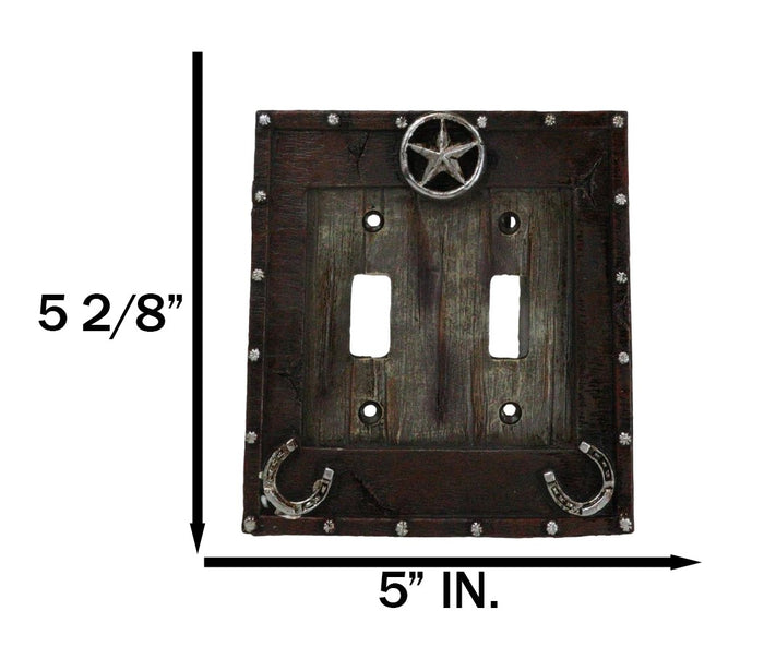 Ebros Gift Set Of 2 Rustic Western Star Lucky Horseshoes Double Toggle Switch Plate Covers