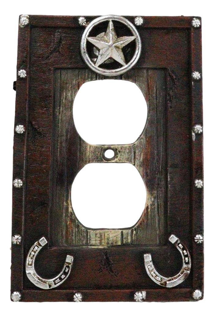 ebros gift Set Of 2 Rustic Western Star Lucky Horseshoes Double Receptacle Outlet Covers