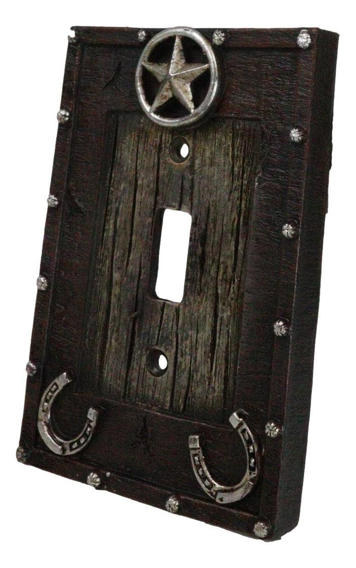 Ebros Gift Set Of 2 Rustic Western Star Lucky Horseshoes Single Toggle Switch Plate Covers