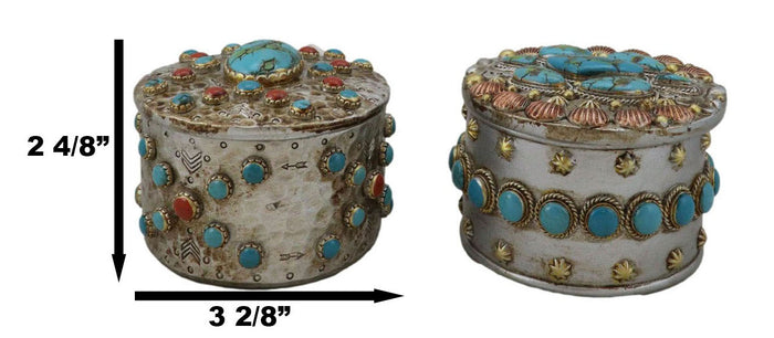 Ebros Gift Set Of 2 Southwest Rustic Turquoise Red Rocks And Stones Vintage Trinket Boxes