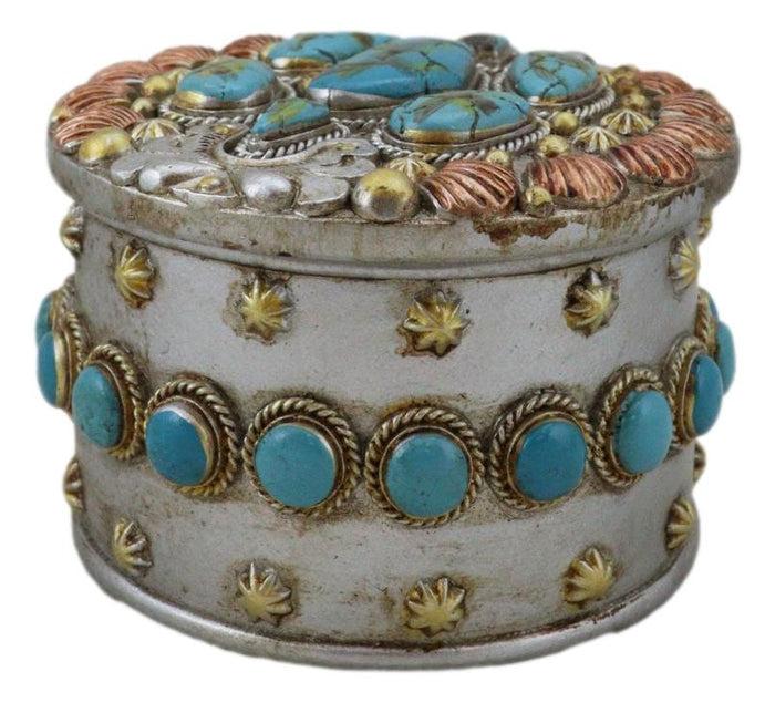 Ebros Gift Set Of 2 Southwest Rustic Turquoise Red Rocks And Stones Vintage Trinket Boxes