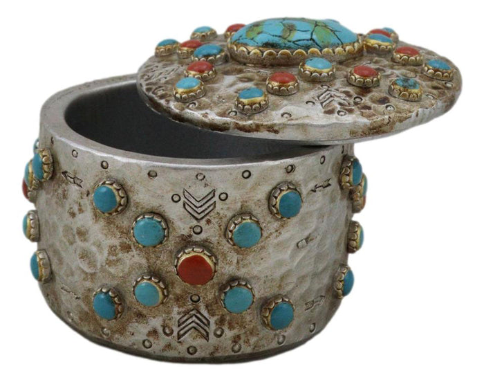Ebros Gift Set Of 2 Southwest Rustic Turquoise Red Rocks And Stones Vintage Trinket Boxes