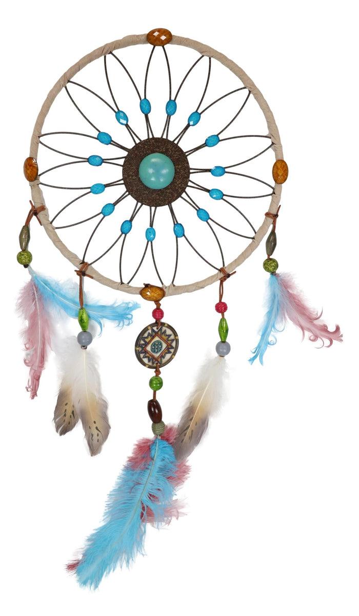 Ebros Gift Set Of 2 Southwestern Tribal Indian Boho Chic Floral Feather Wall Dreamcatchers