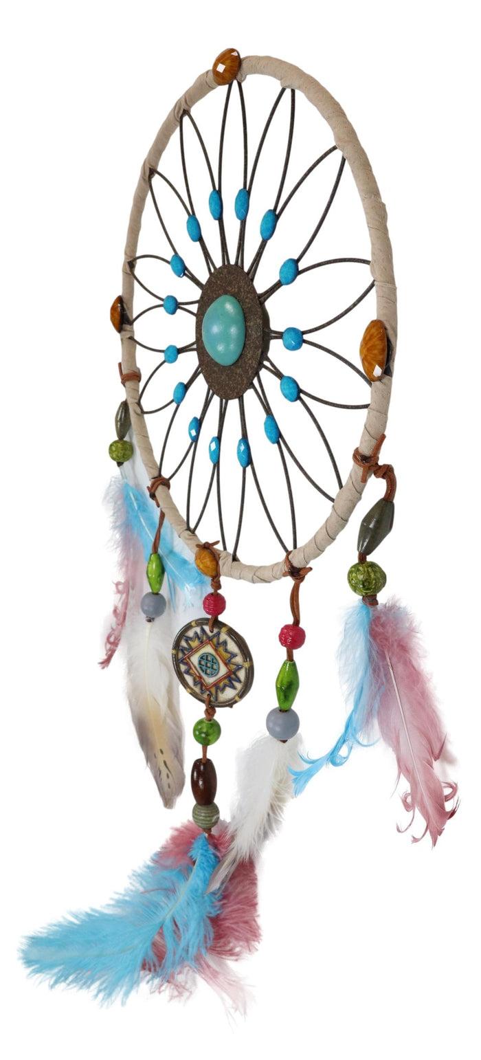 Ebros Gift Set Of 2 Southwestern Tribal Indian Boho Chic Floral Feather Wall Dreamcatchers