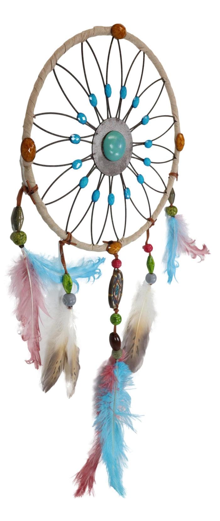 Ebros Gift Set Of 2 Southwestern Tribal Indian Boho Chic Floral Feather Wall Dreamcatchers