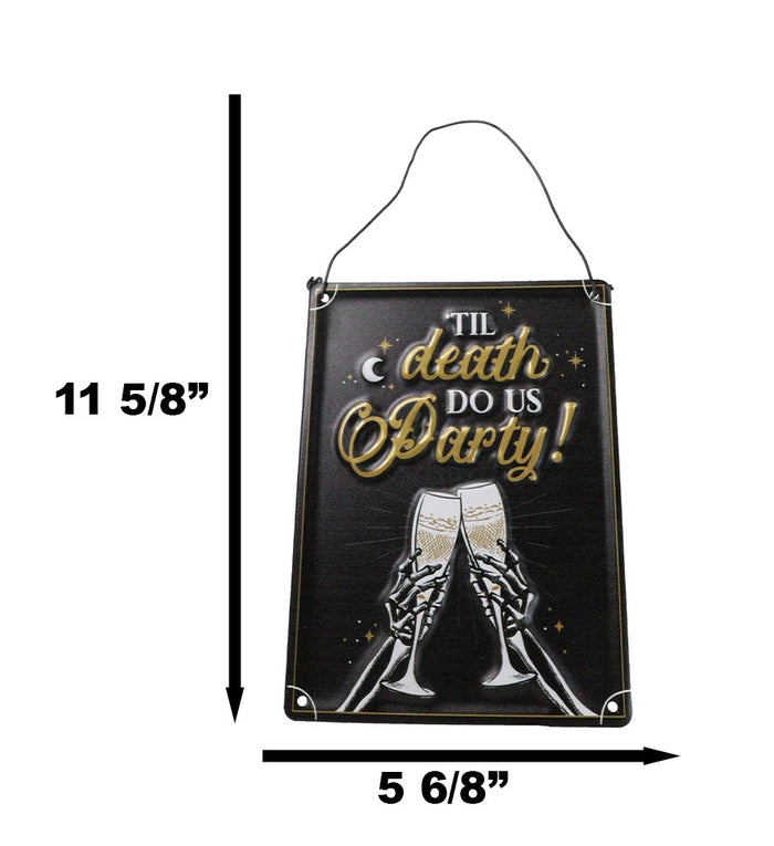 Ebros Gift Set Of 2 Till Death Do Us Party Skeletons Toasting Champagne Metal Wall Signs