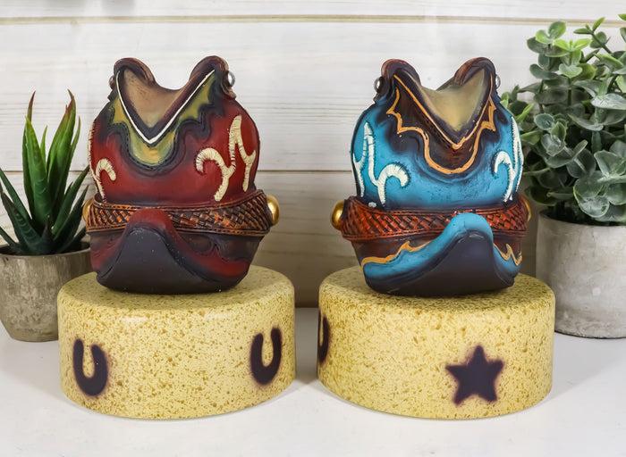 Ebros Gift Set Of 2 Turquoise And Maroon Western Cowboy Pair Of Boots Mini LED Night Lights