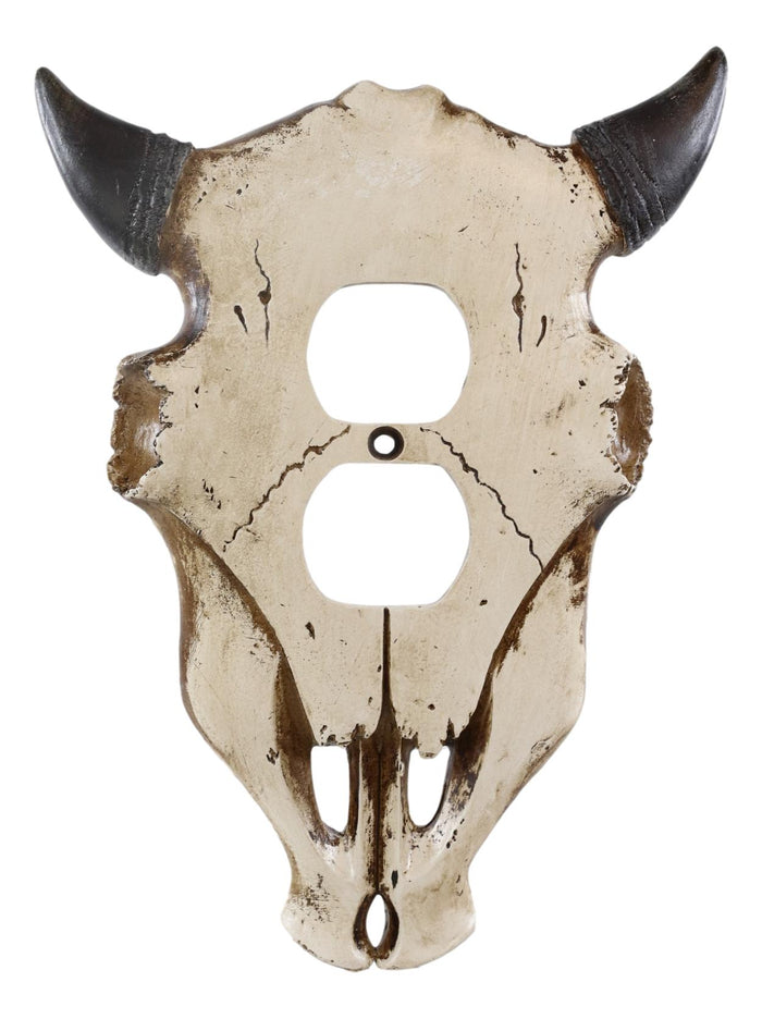 Ebros Gift Set Of 2 Western Bull Bison Cow Skull Double Receptacle Outlet Wall Plates