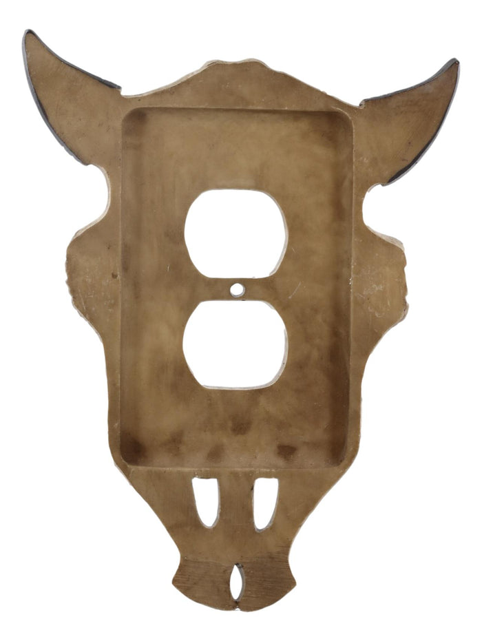 Ebros Gift Set Of 2 Western Bull Bison Cow Skull Double Receptacle Outlet Wall Plates