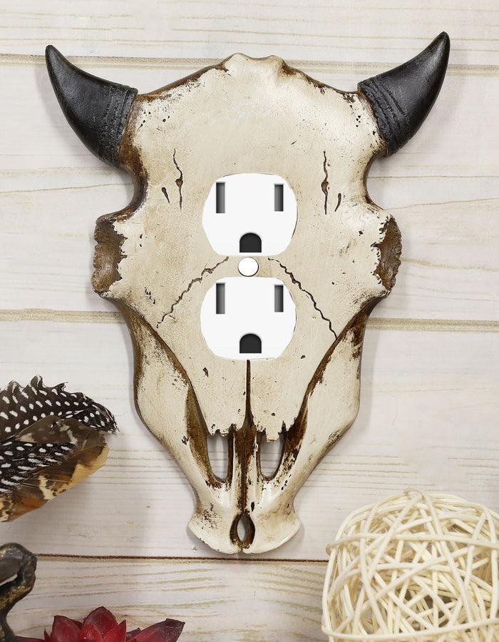 ebros gift Set of 2 Western Bull Bison Cow Skull Double Receptacle Outlet Wall Plates